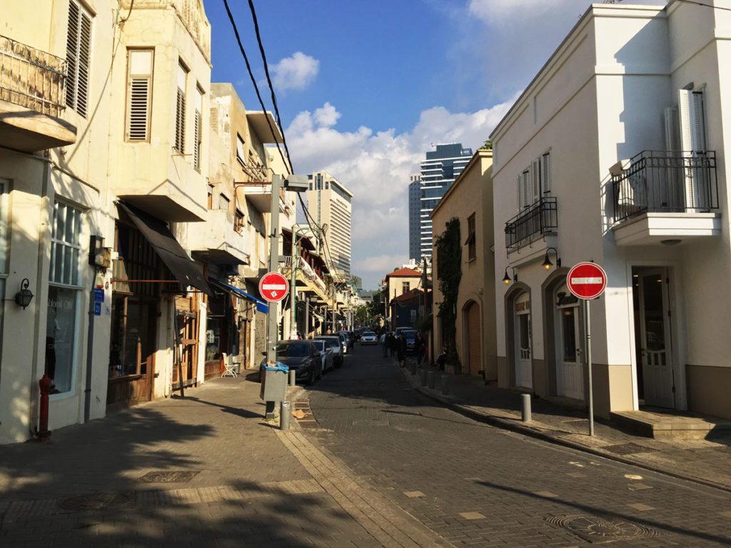 Shabazzi St. in Neve Tzedek neighborhood, Tel Aviv with it’s many chic cafe’s and designer shops. Photo by Su Casa Tel Aviv Real Estate. All Rights Reserved. 